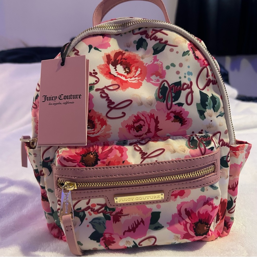 Juicy Couture Pink and Cream Floral Backpack